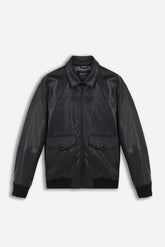 GIUBBOTTO BOMBER EFFETTO PELLE NERO